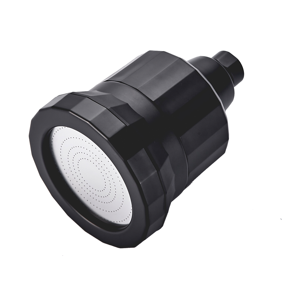 High pressure, black showerhead with 15-fixed filters